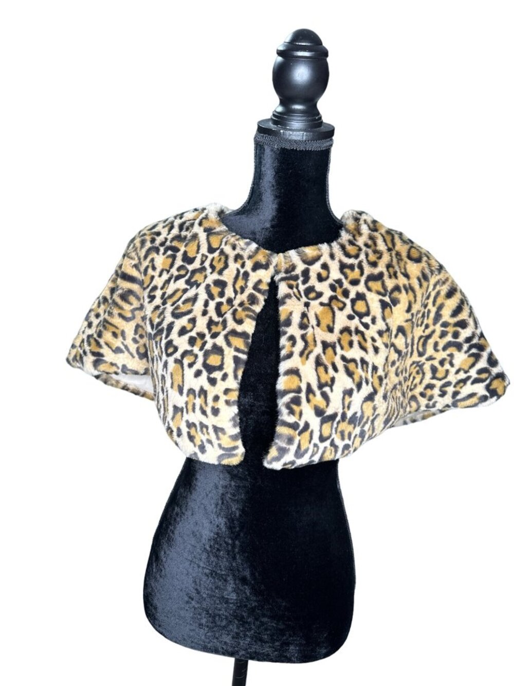 GB Girls Sweater Youth Girls XL Faux Fur Leopard Cheetah Bolero Shrug Tan Brown